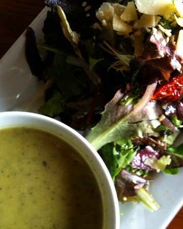 Mushroom Salad and Zucchini Soup at Green Peas, Culver City