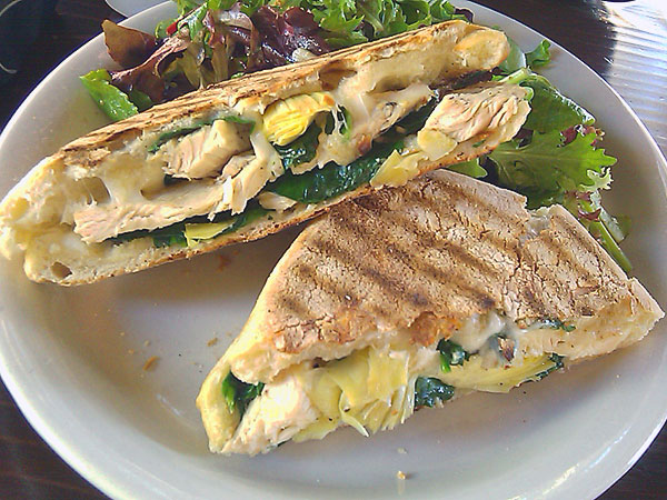 Artichoke Chicken Panini at Coral Tree Cafe, Brentwood
