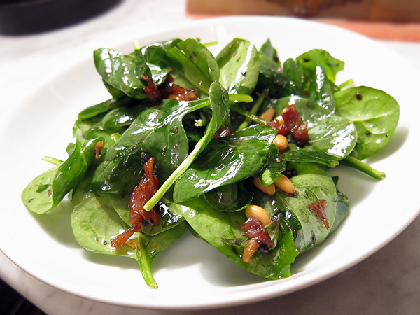 Warm Spinach Basil Salad