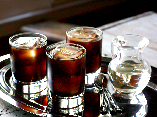 cold brew coffee glasses with simple syrup