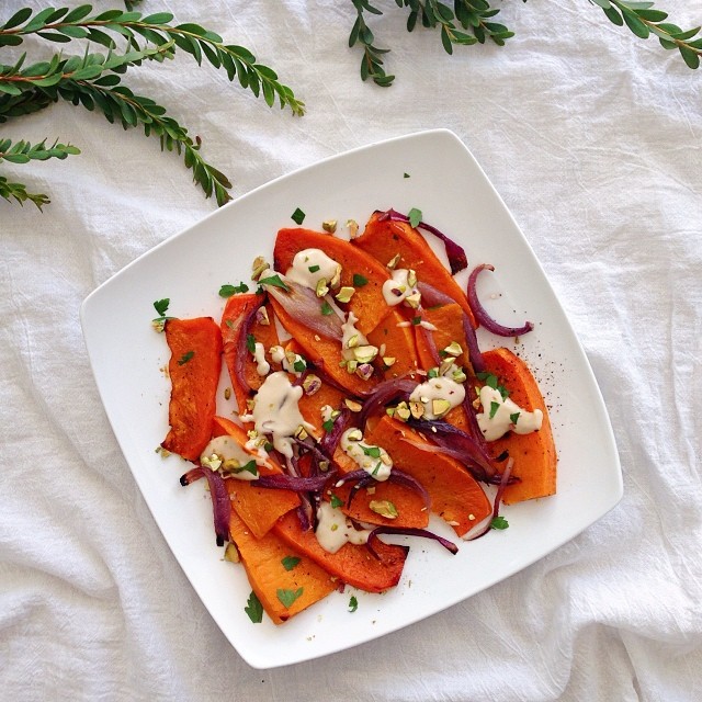 ROASTED BUTTERNUT SQUASH and RED ONION with TAHINI | Ottolenghi [recipe]