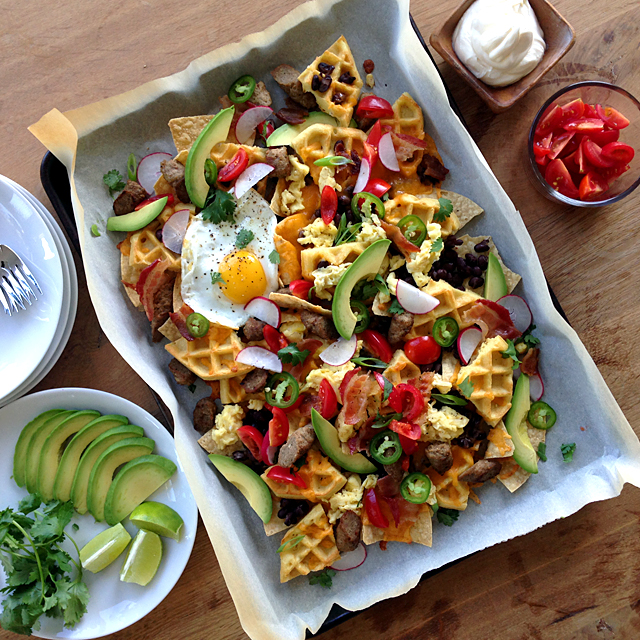 breakfast nachos with waffles