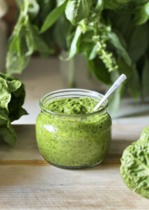avocado green goddess in glass container