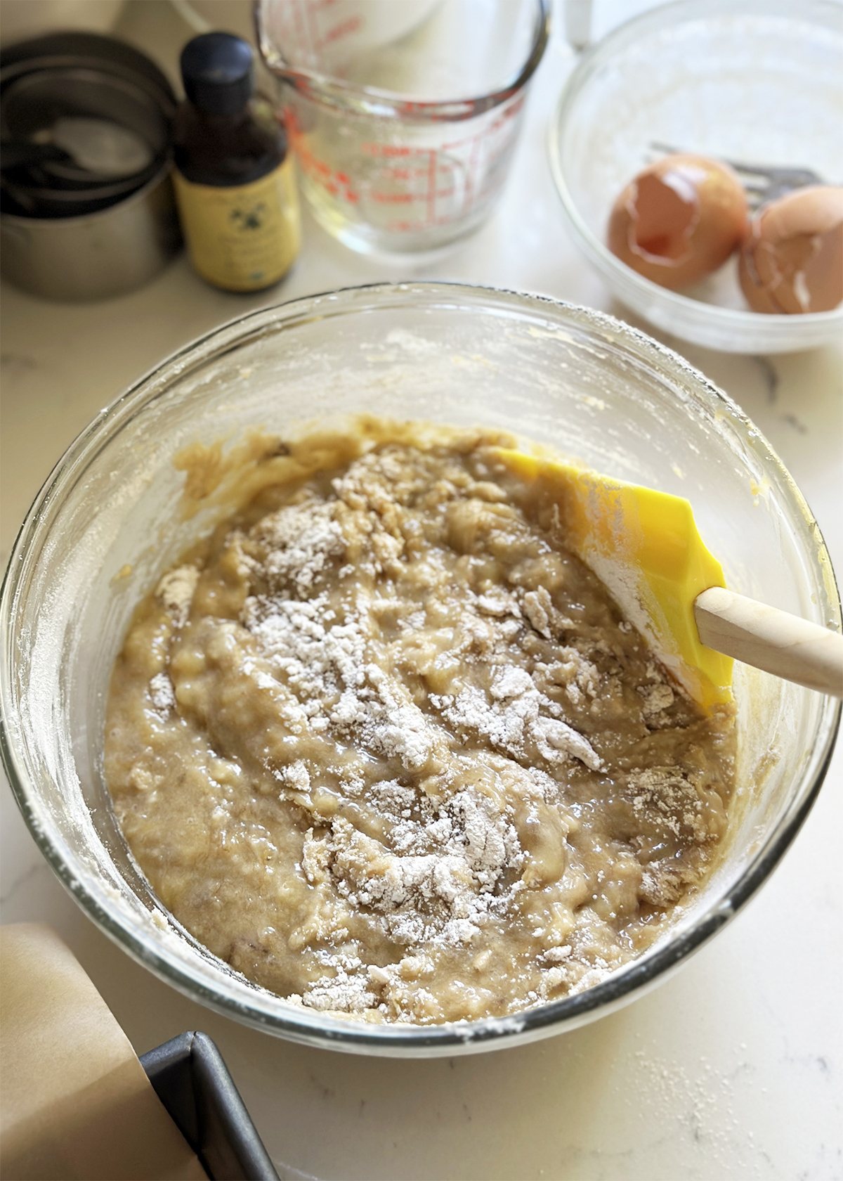 banana bread liquid and dry ingredients