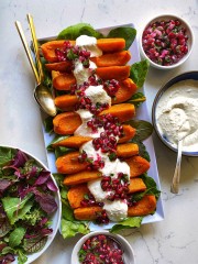 Roasted Butternut Squash with Feta and Pomegranate Salsa