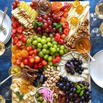 multi-color grapes cheeseboard