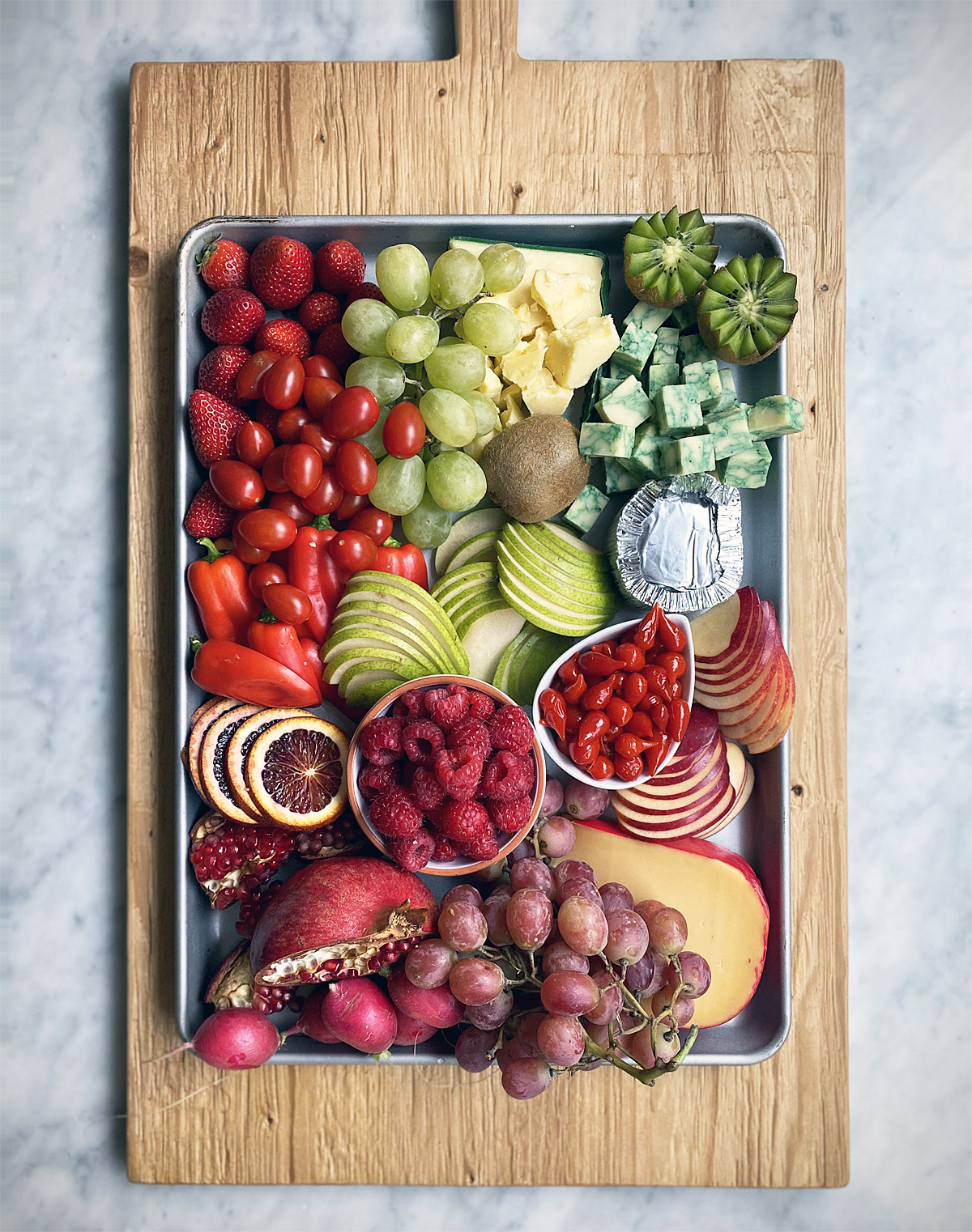 christmas charcuterie board - ingredients, prepped