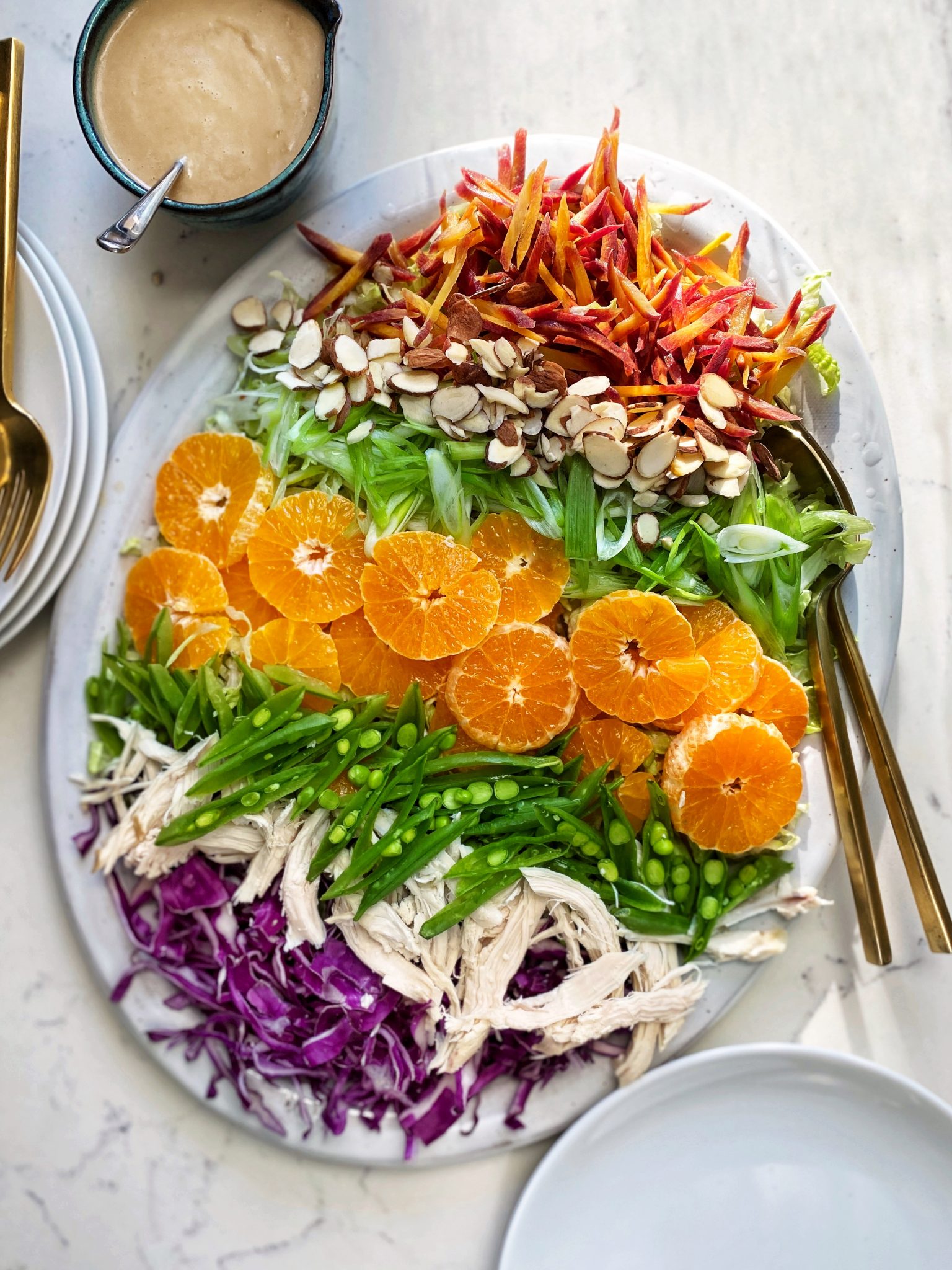 Chinese Chicken Salad Recipe The Delicious Life   Chinesechickensalad Plated White Scaled 