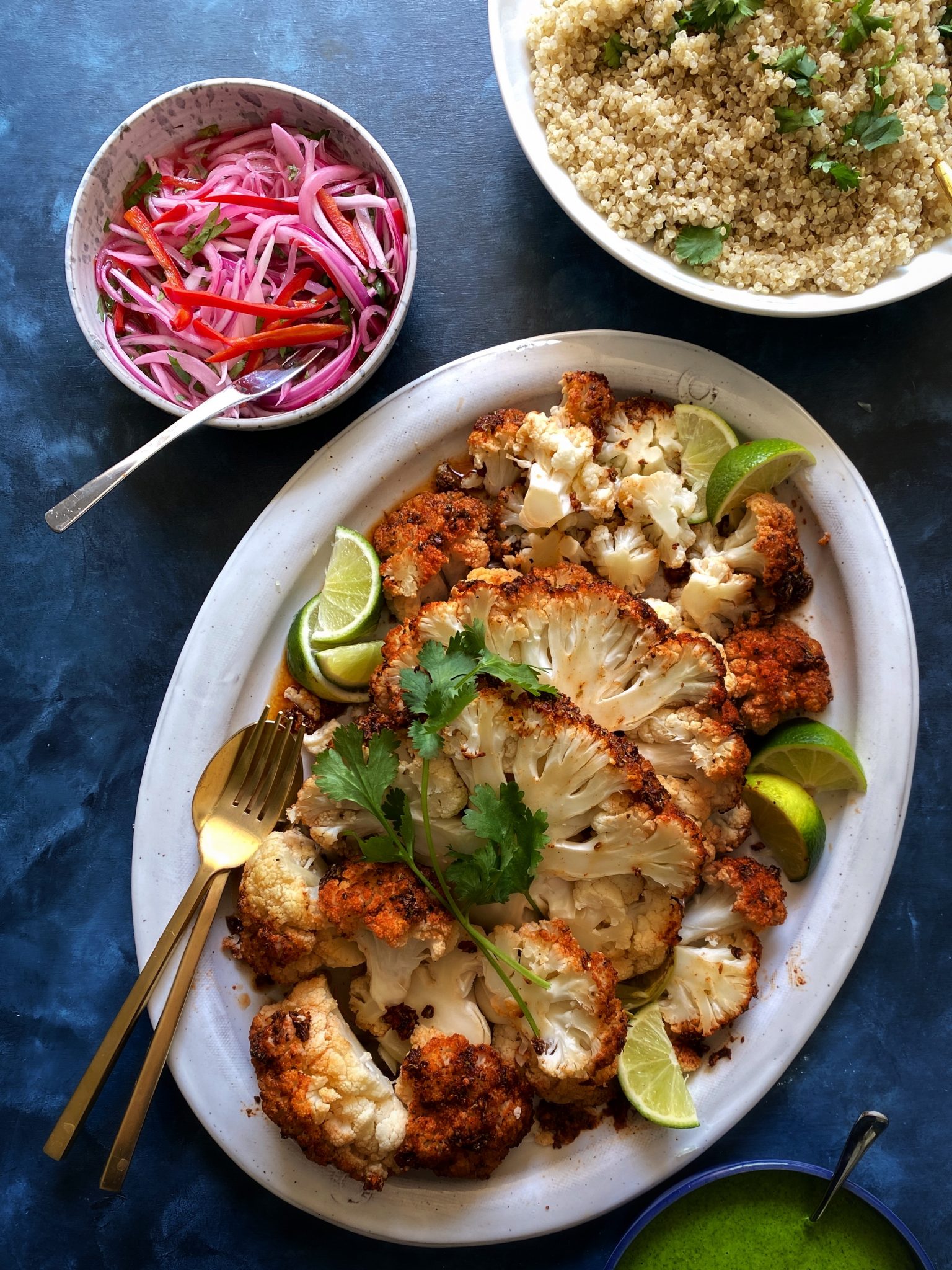 salsa criolla lime-pickled onions served with Roasted cauliflower 