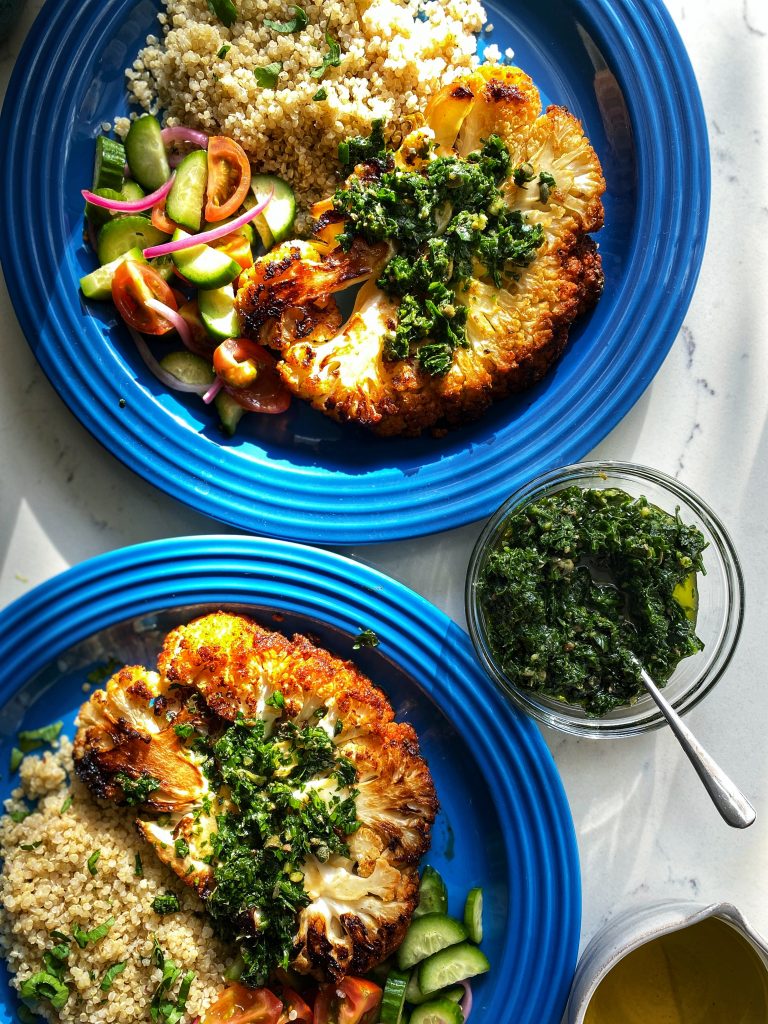 cauliflower steaks with salsa verde