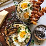 shiitake mushrooms bacon on savory oatmeal