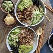 lioins mane mushrooms california roll sushi roll bowl