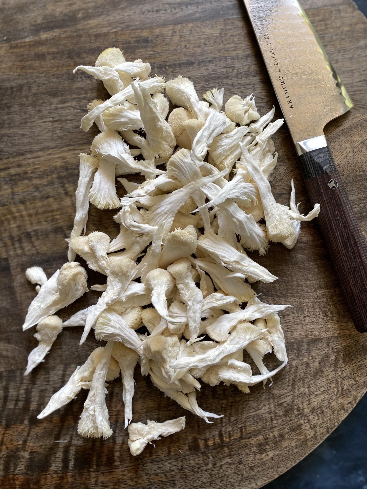 lion's mane mushrooms, shredded