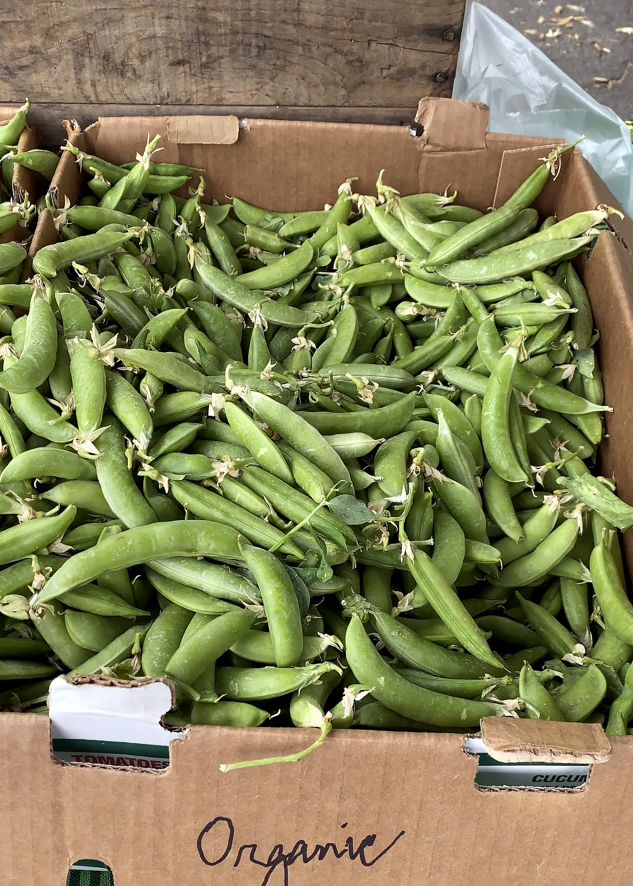 sugar snap peas at farmers market