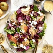 fall salad with apples and walnuts plated