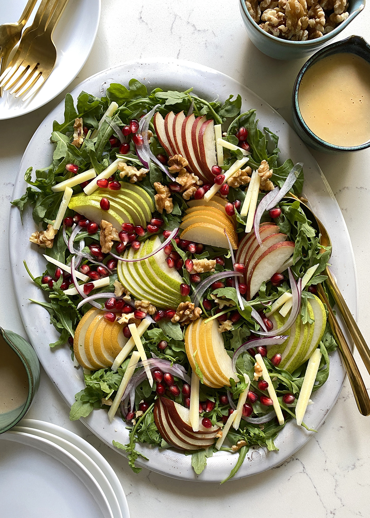 Butter Lettuce and Broiled Peach Salad with Sheep's Cheese Toasts