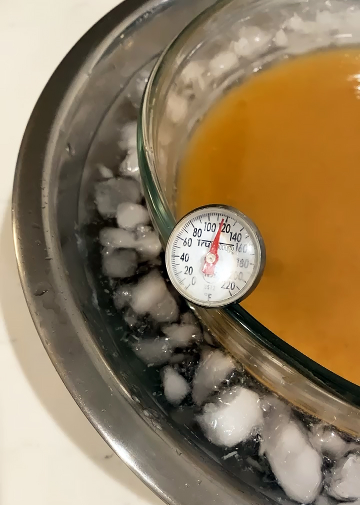 bone broth cooling in bowl