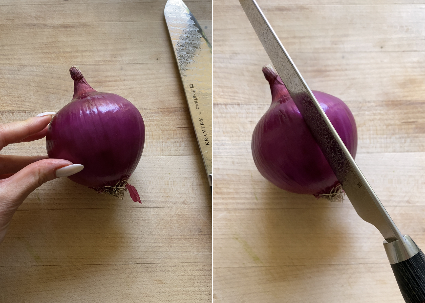 red onions cut lengthwsie