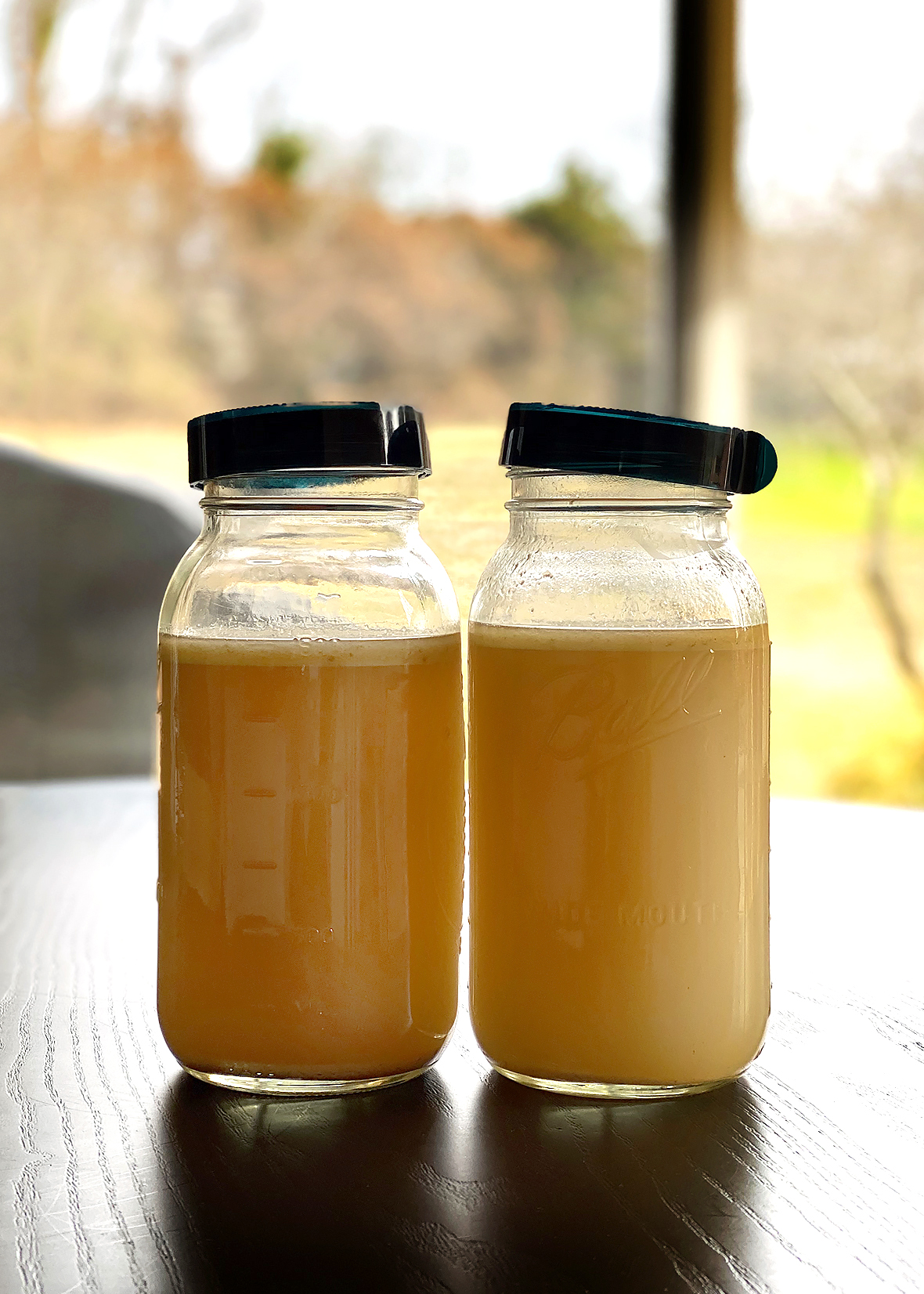 turkey bone broth in jars