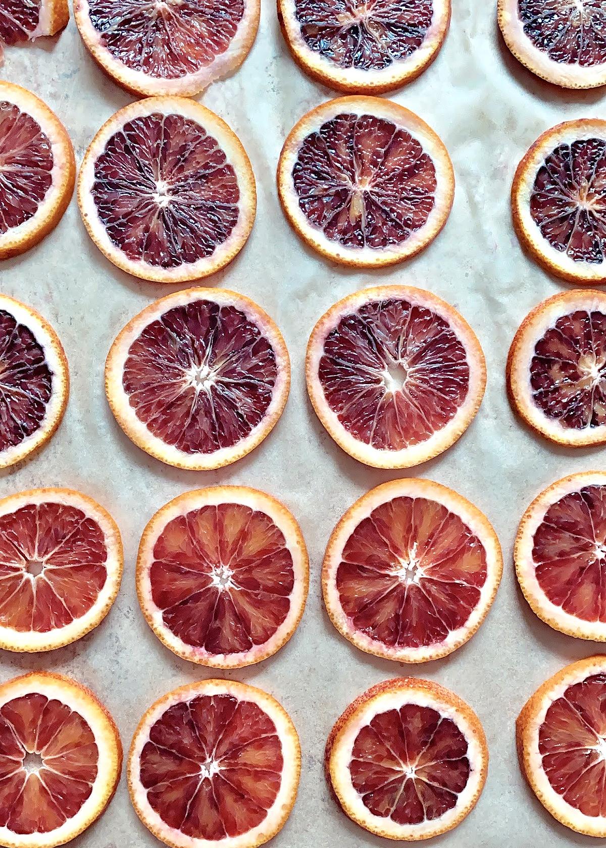 orange slices on baking sheet