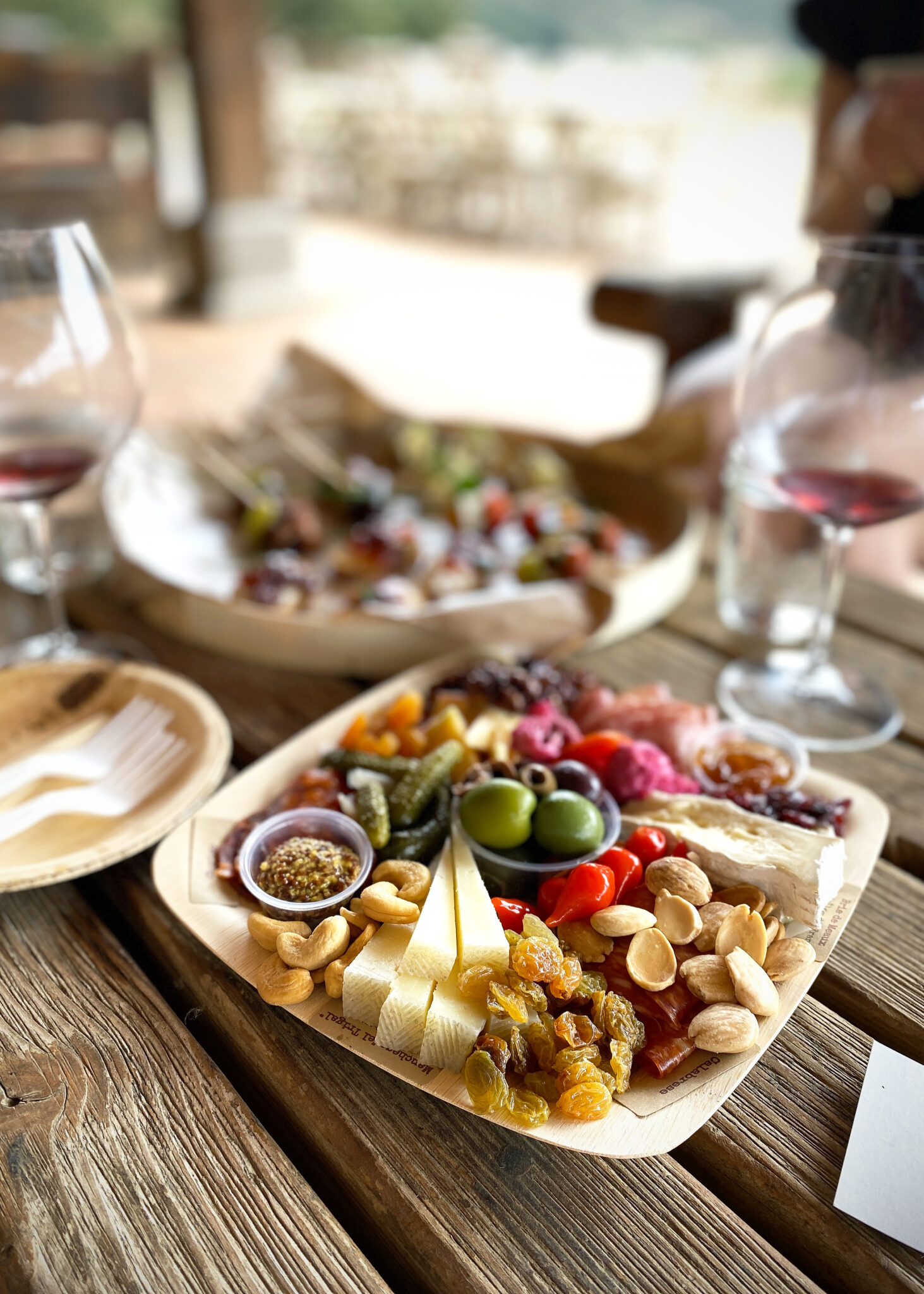 Sanford wine tasting, cheese plate at estate