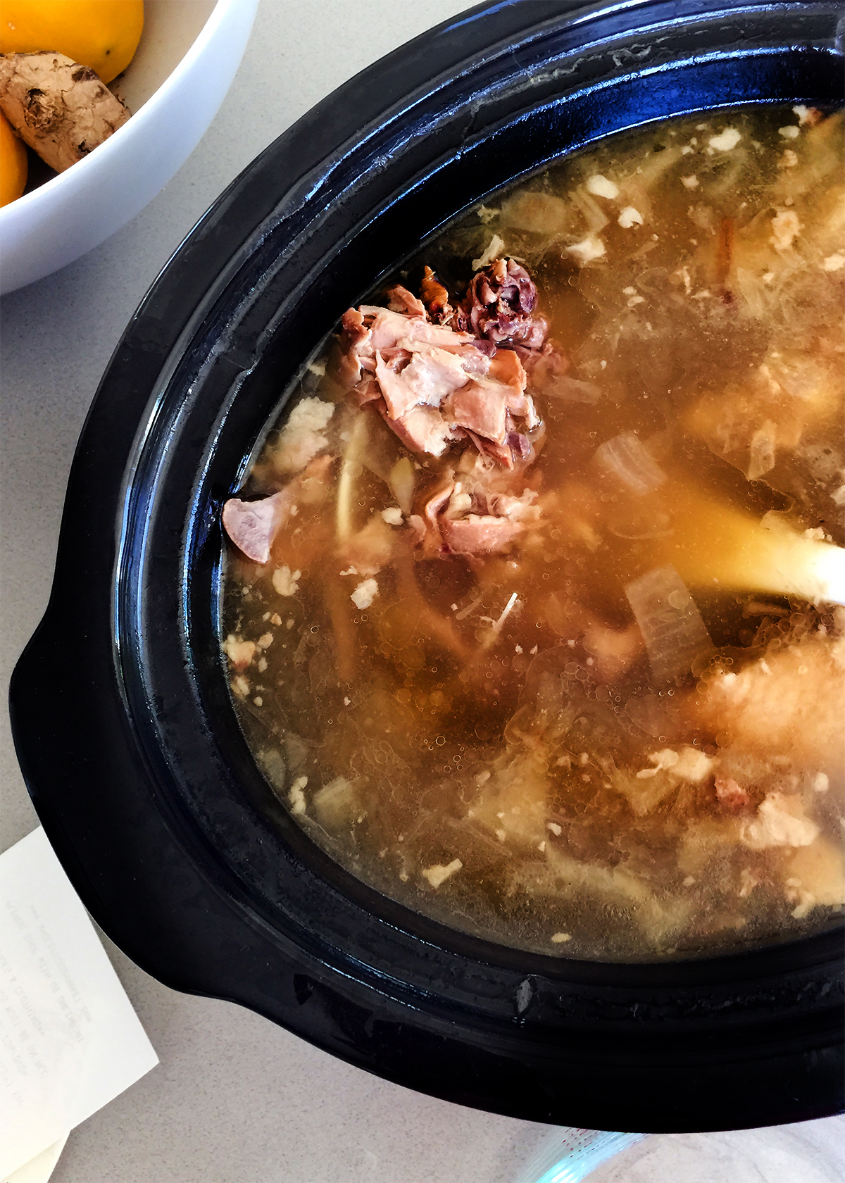 chicken bone broth in slow cooker