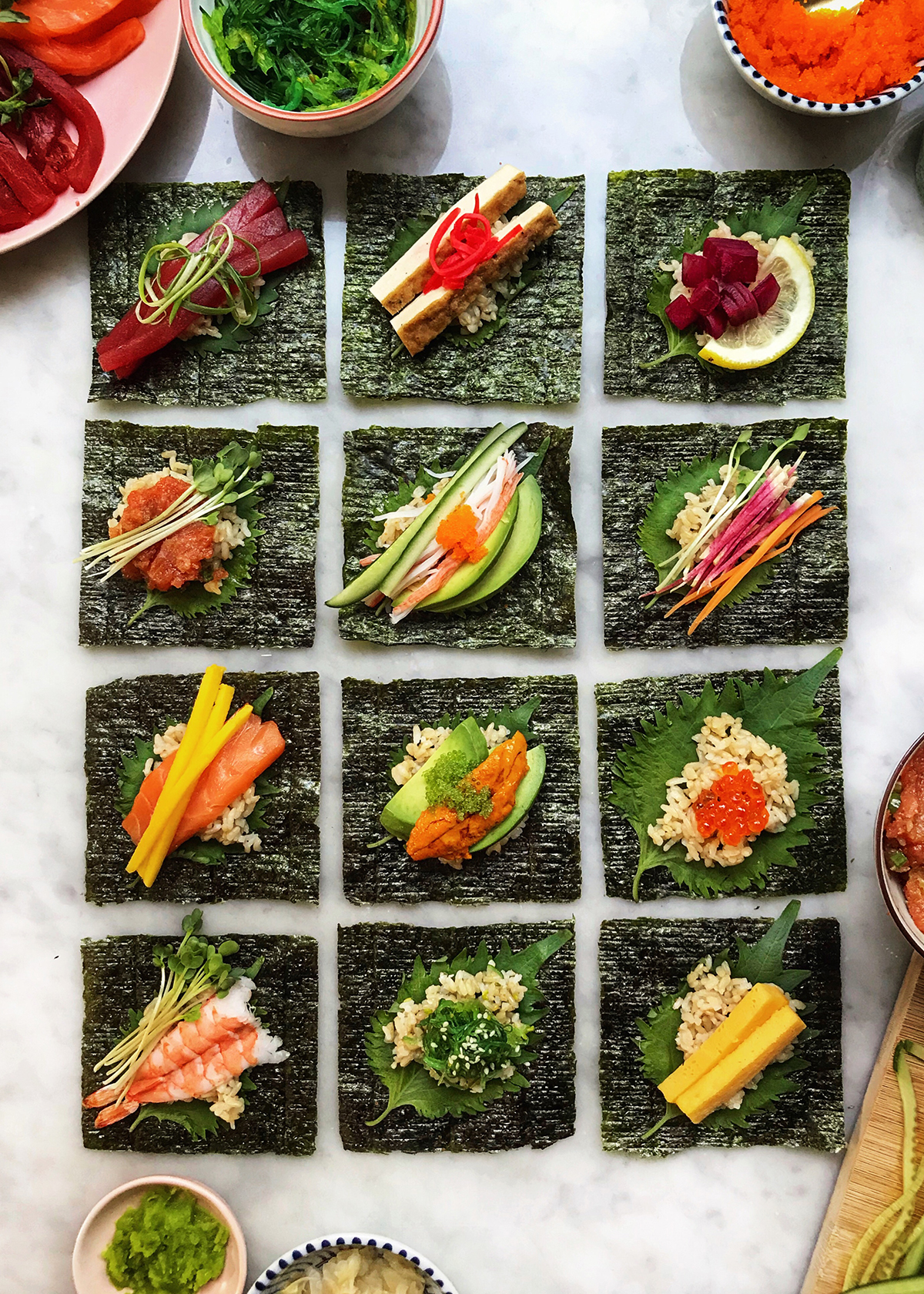 sushi hand rolls, combinations