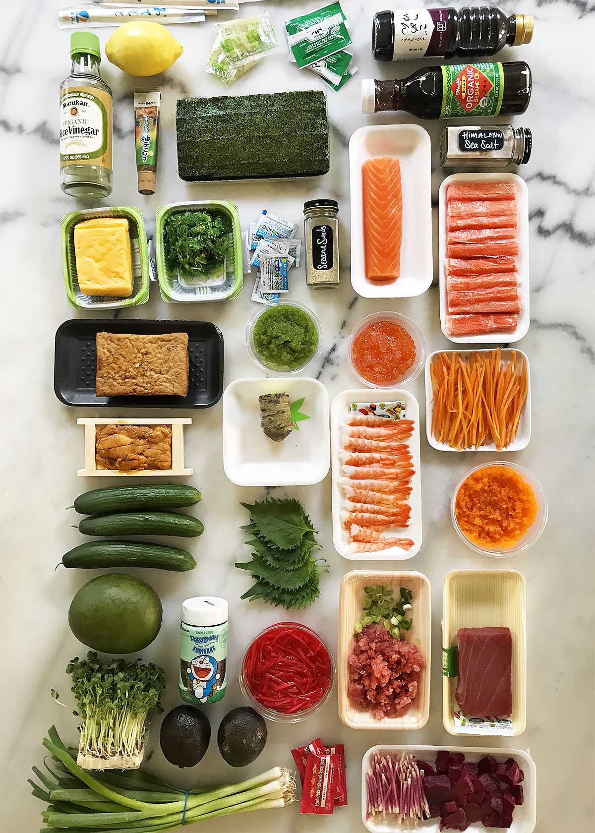 sushi hand rolls, ingredients