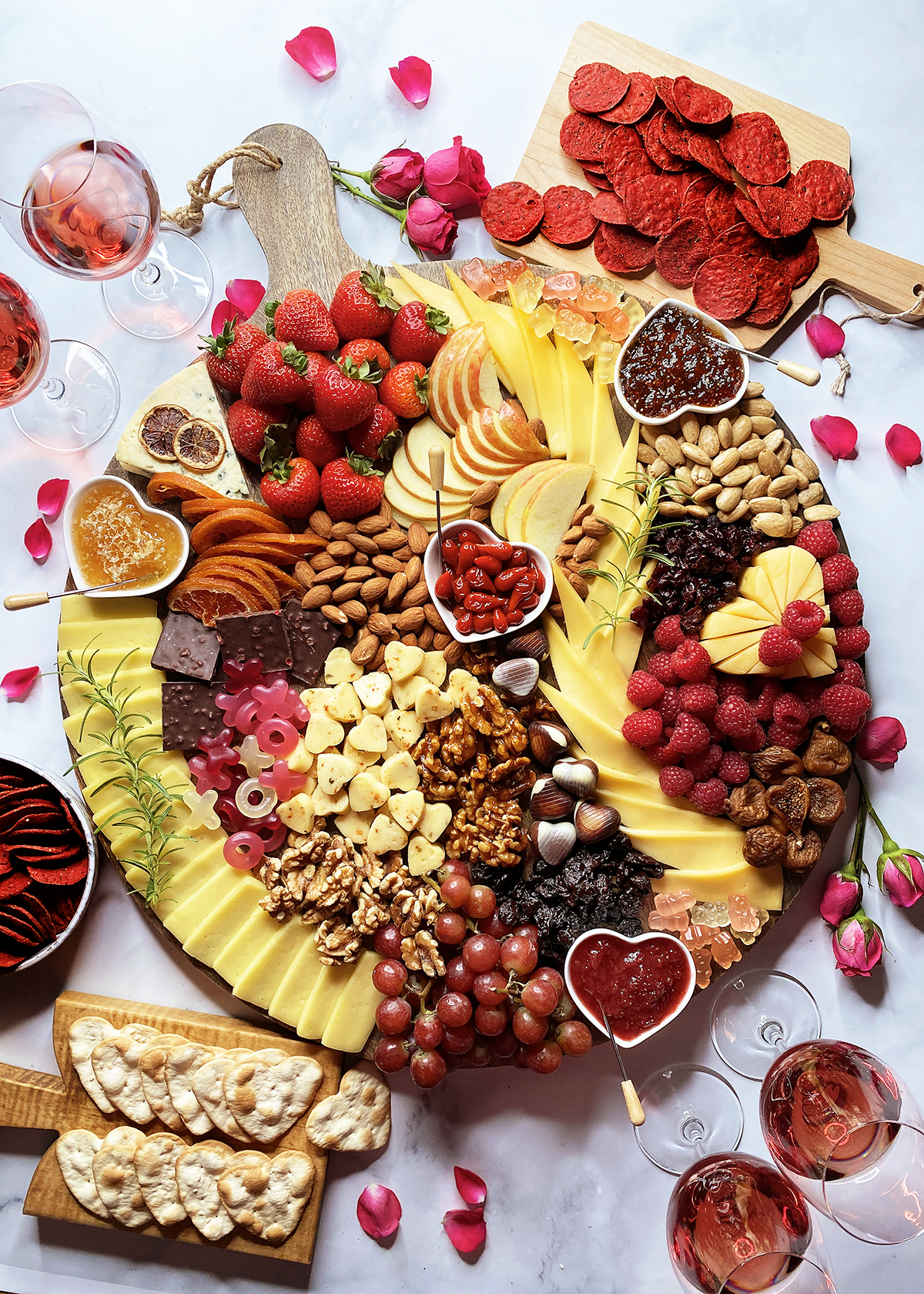 valentine's day charcuterie and cheese board