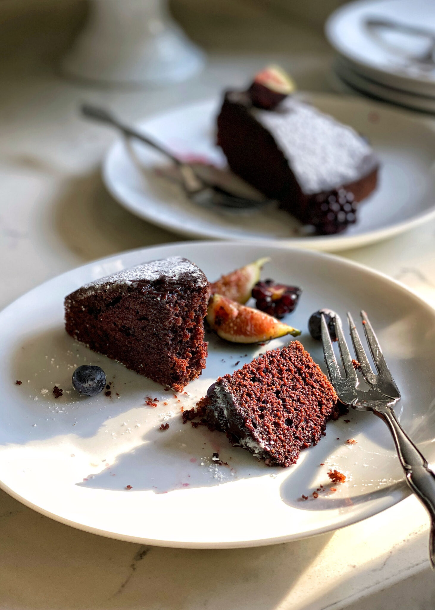 chocolate olive oil cake slices