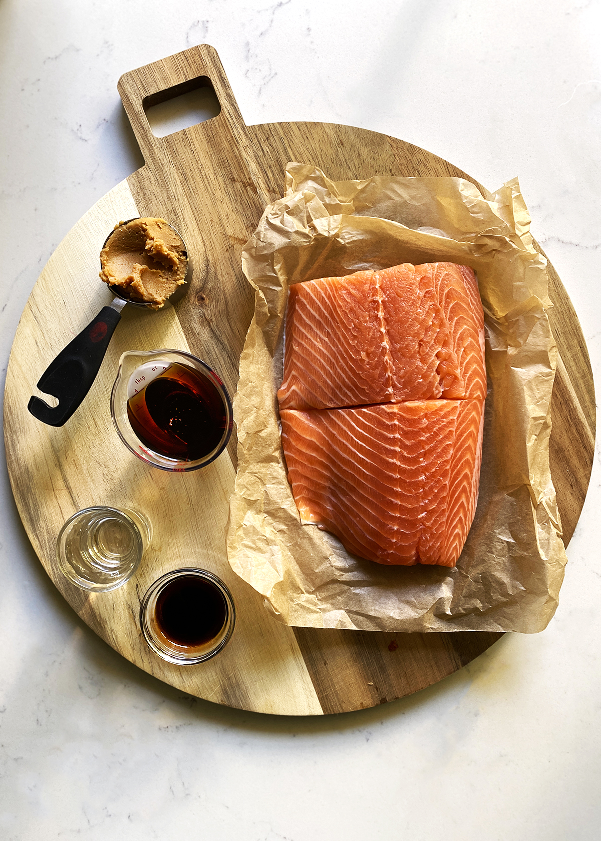 miso salmon ingredients: mise en place