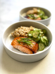 miso salmon with brown rice bowls