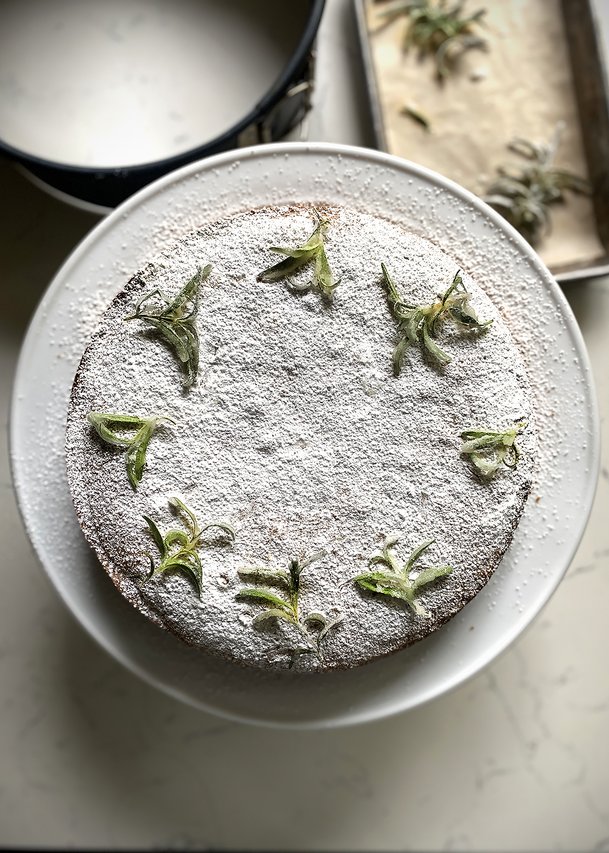 rosemary olive oil cake with candied rosemary