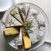 rosemary olive oil cake with candied rosemary