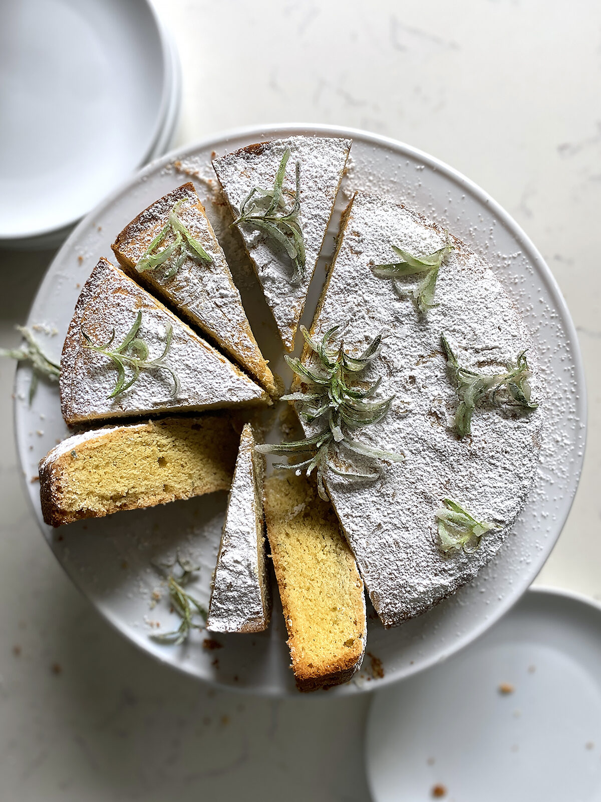 rosemary olive oil cake with candied rosemary