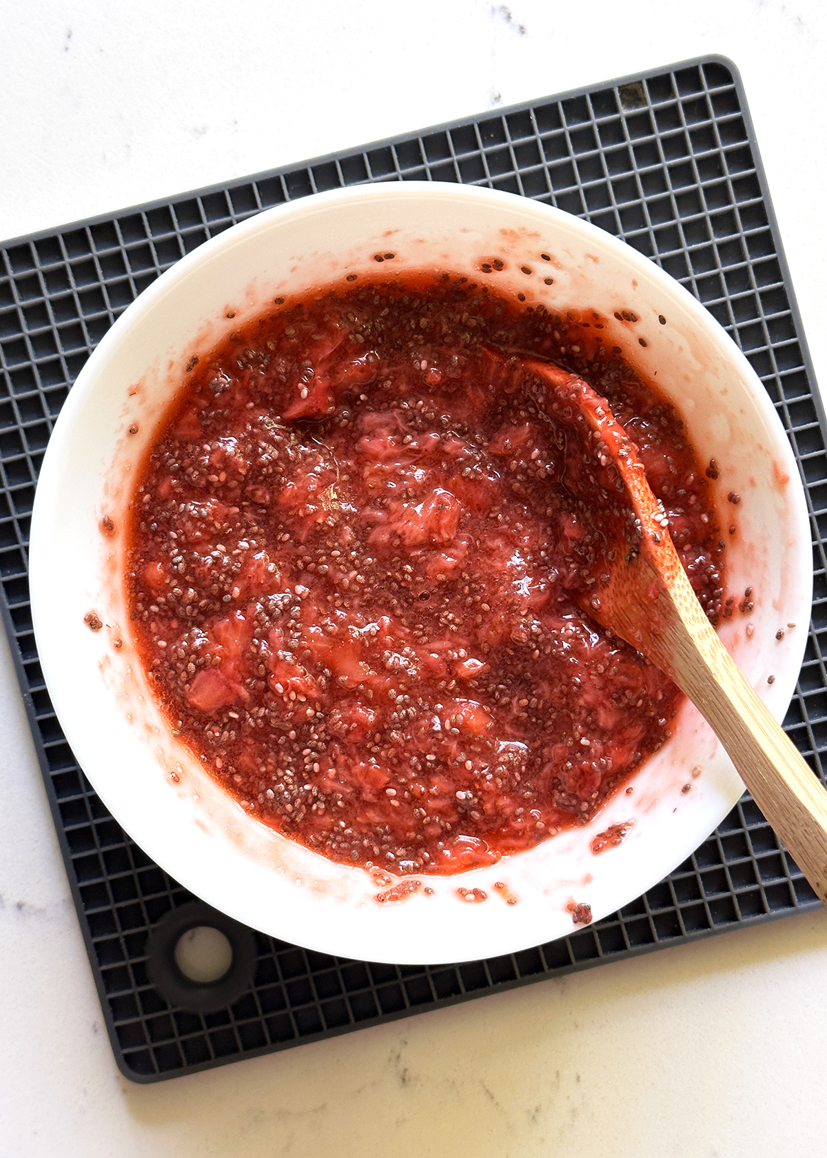 strawberry chia seed jam in bowl