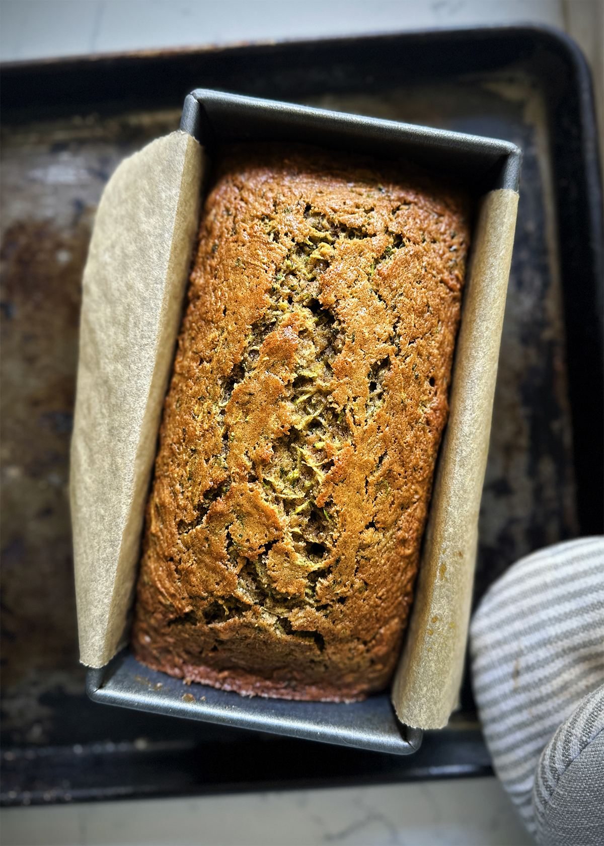 zucchini bread in pan