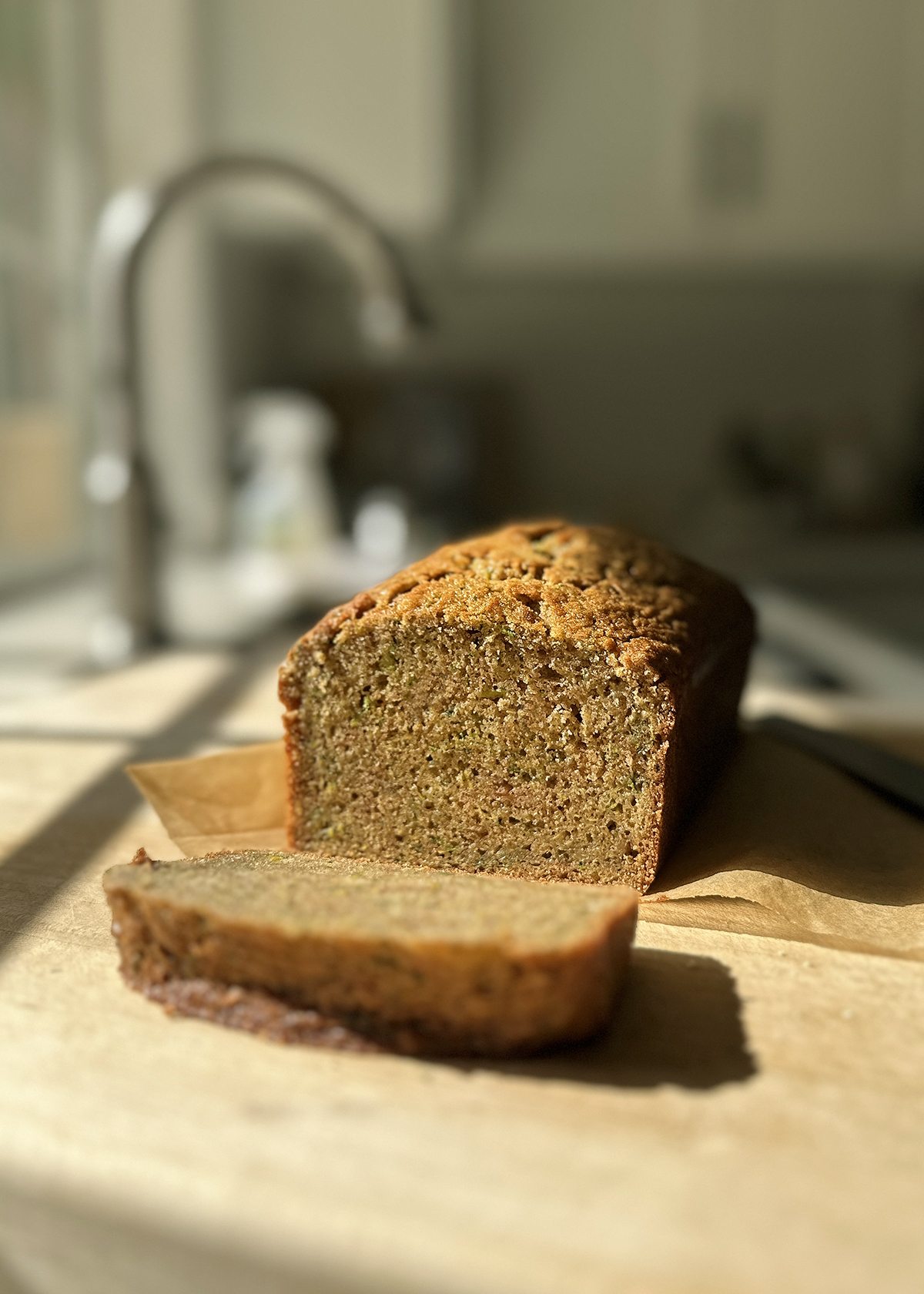 zucchini bread, crumb closeup