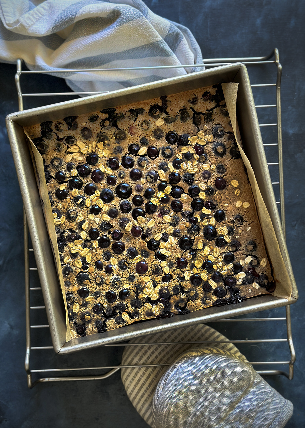 Blueberry Muffin Baked Oatmeal in square pan