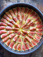 olive oil cake, figs on top of cake