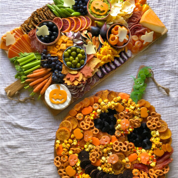 halloween jack o lantern candy and snack boards