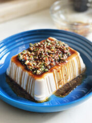 silken tofu block with spicy sauce