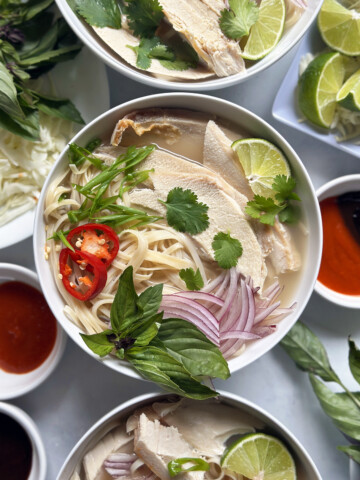 turkey pho bowl close up