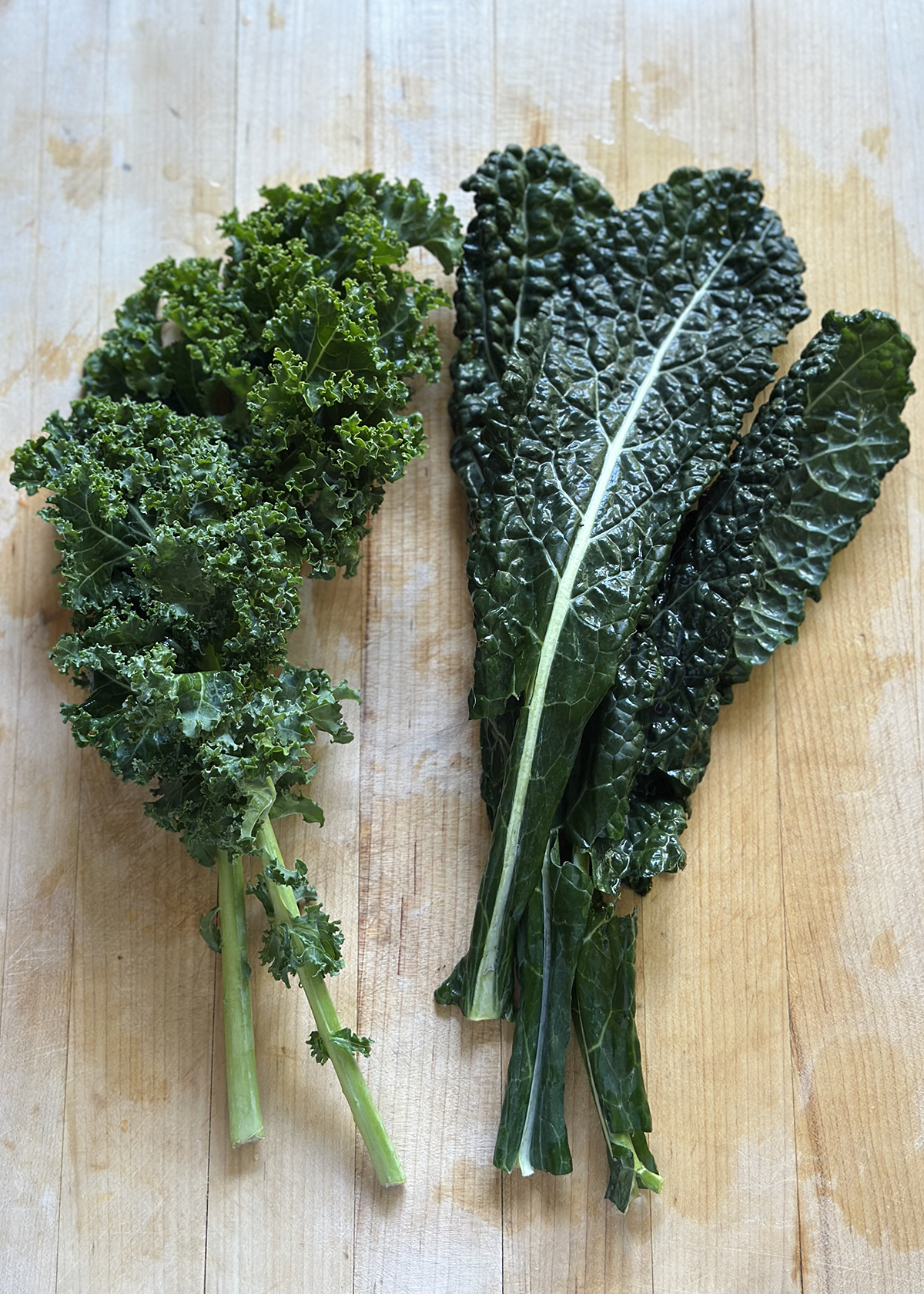 curly green kale and dinosaur/lacinato kale