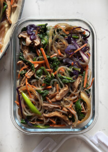 Jap Chae in glass storage container