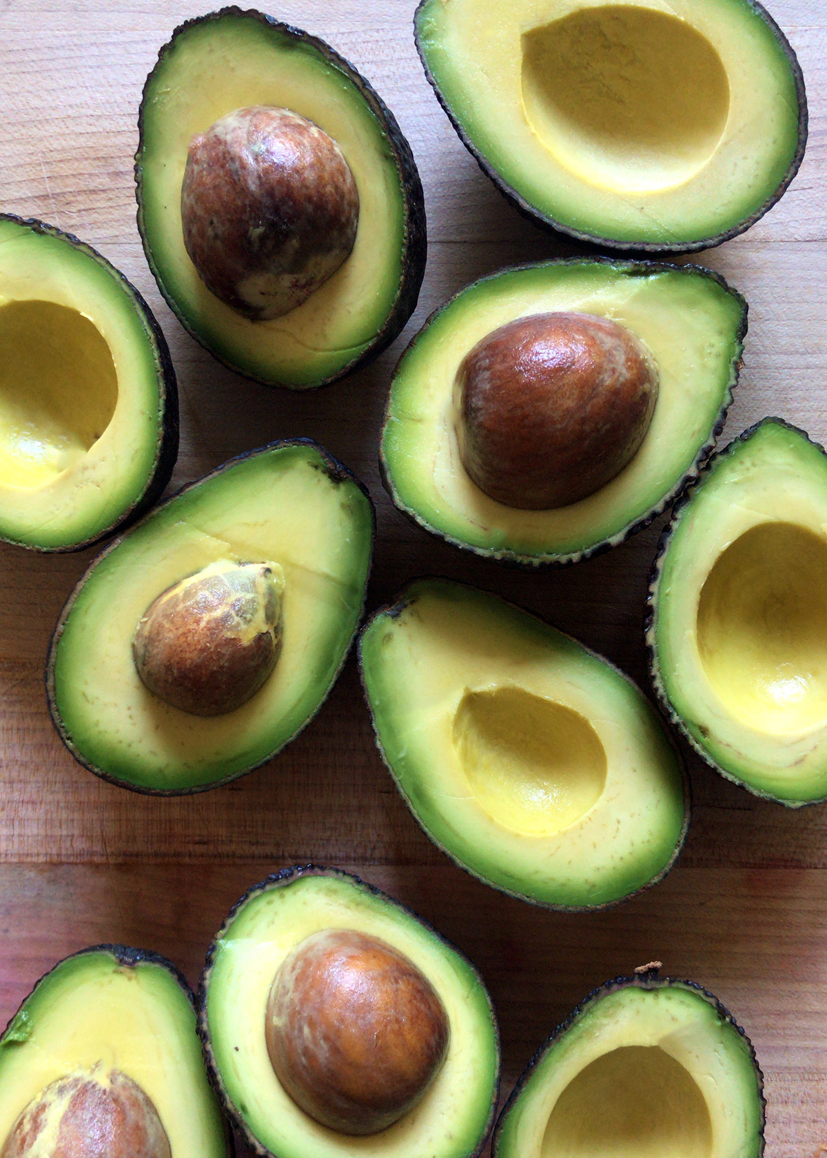 avocados halved lengthwise