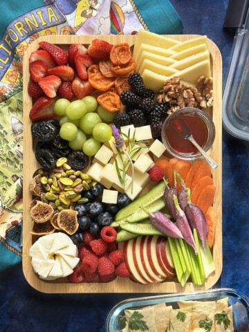 healthy road trip snacks: charcuterie board