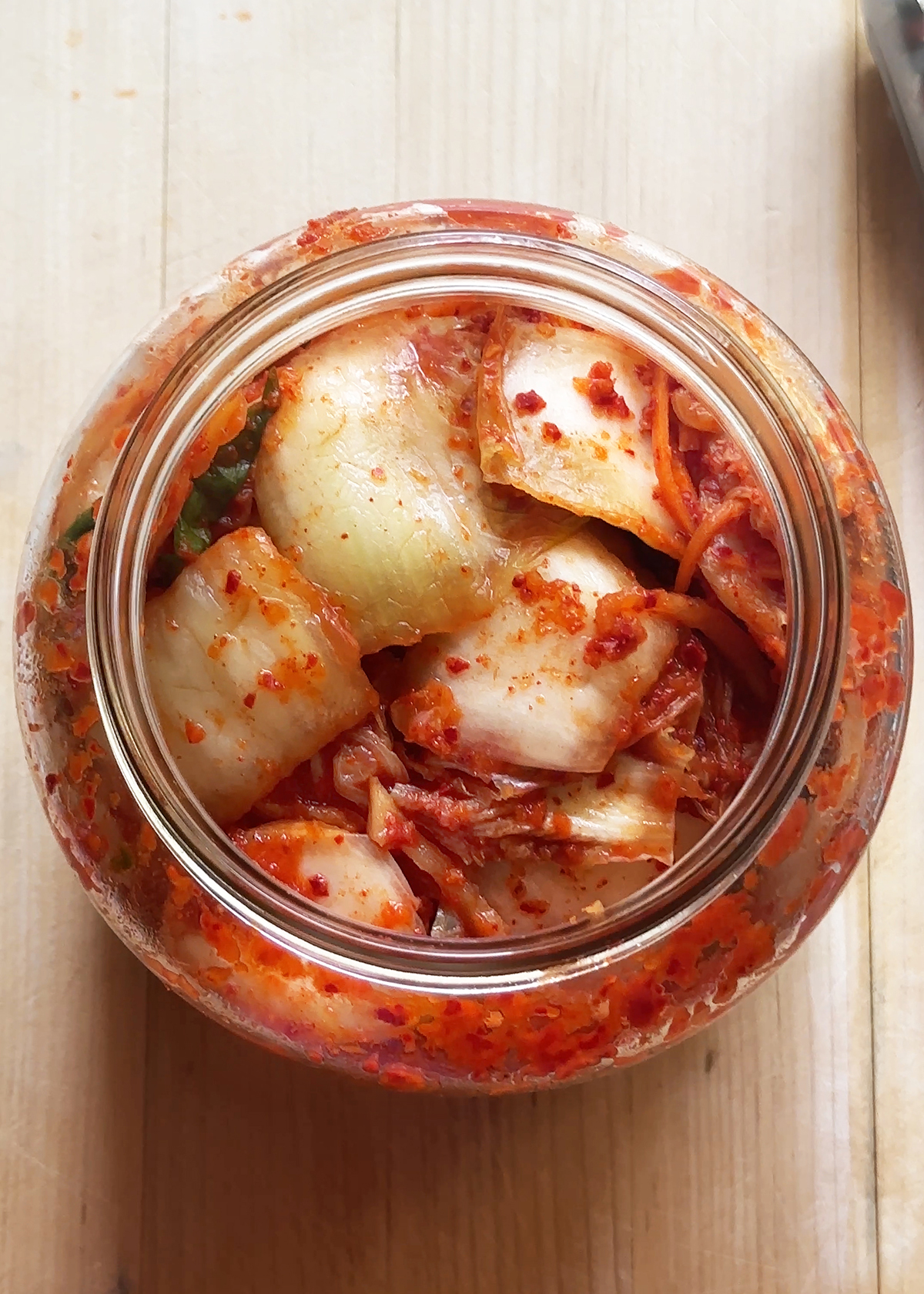 homemade kimchi in jar