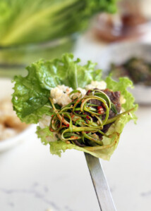 green onion salad with bulgogi in ssam