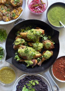 hatch chile pepper sauce on roast chicken